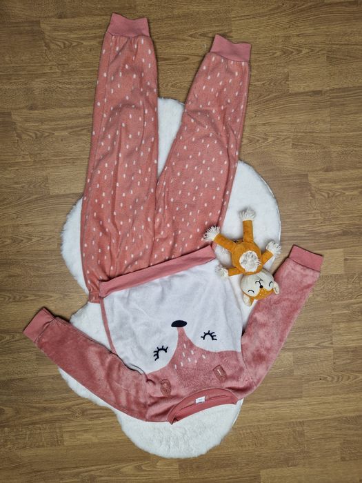 110/116 Ciepła piżama z sarenką + maskotka dla dziewczynki