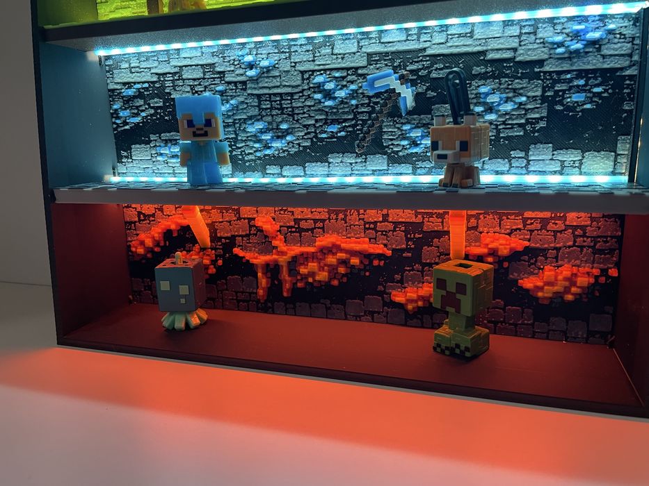 Полиця для фігурок Kinder Joy Minecraft з LED-підсвіткою на батарейках