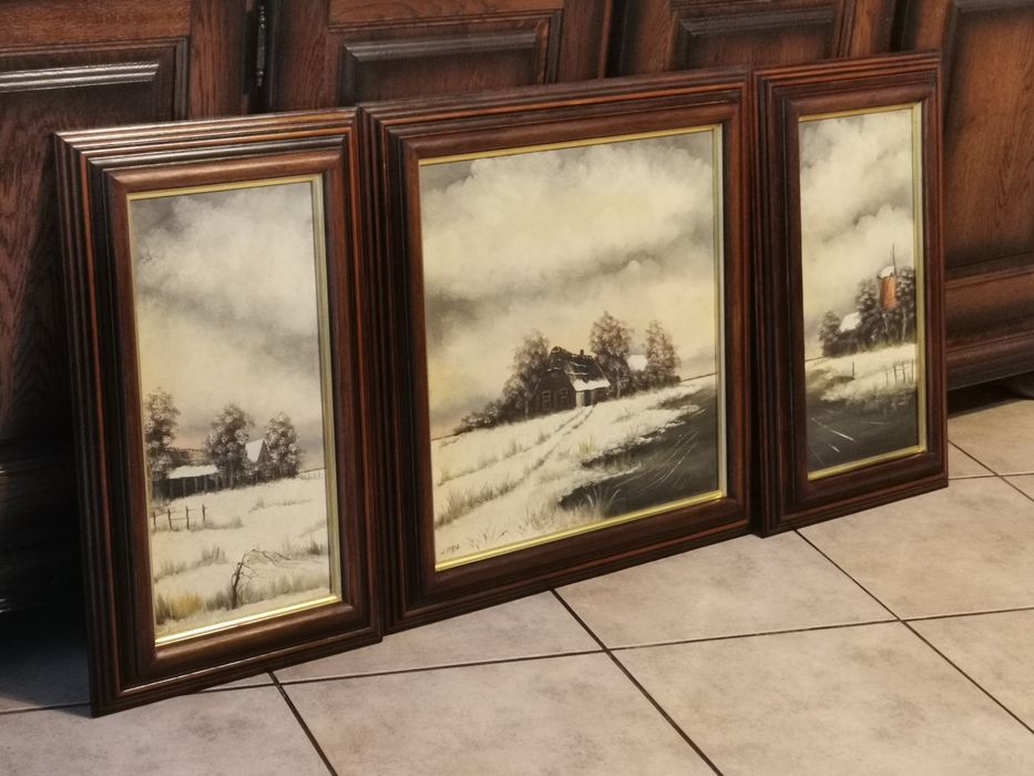 UNIKATOWY TRYPTYK 3X Obraz olejny  na płótnie w pięknej ramie