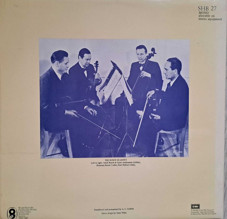 Ludwig van Beethoven kwartety smyczkowe w wykonaniu Busch Quartet.