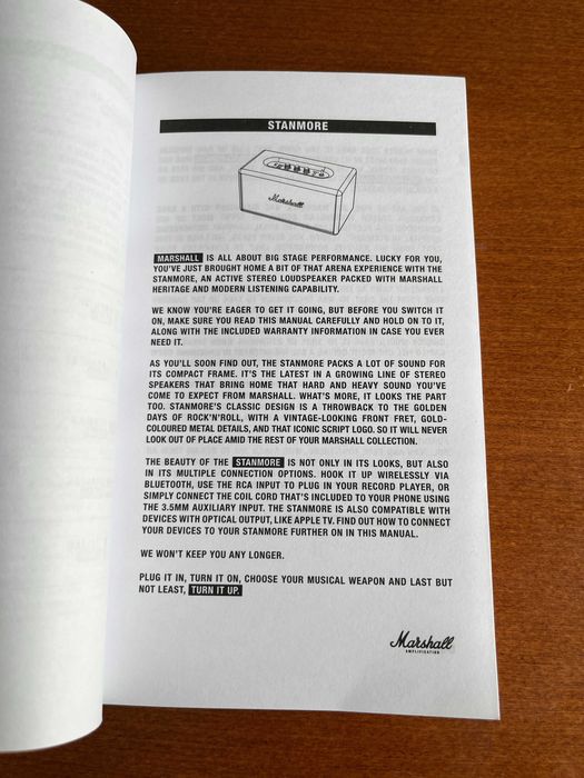 Marshall - User Manual: Stanmore - Active Stereo LoudSpeaker