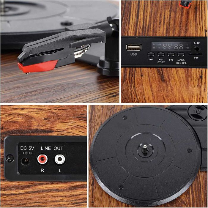 Winylowy gramofon VOSTERIO Bluetooth z wbudowanym głośnikiem