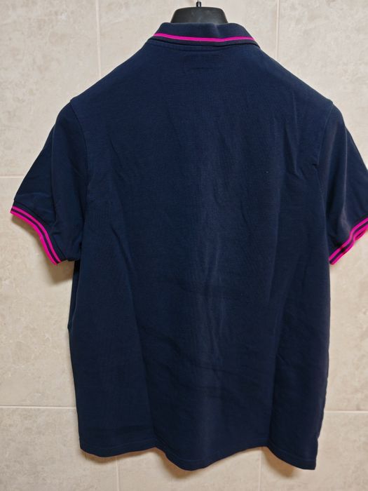 Polo Kappa azul Marinho com riscas fuscia