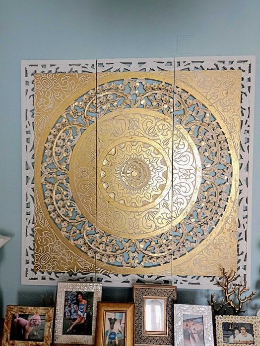 Talha dourada e branca.Mandala  120x120cm.Entrega Setúbal e arredores.