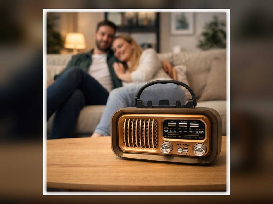 Radio Retro FM AM SW Przenośne Na Baterie i Sieć USB Brązowe