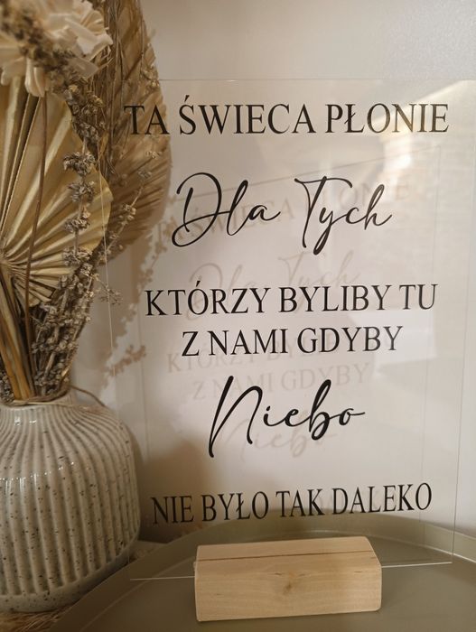 Tabliczka weselna ta świeca płonie Czarna
