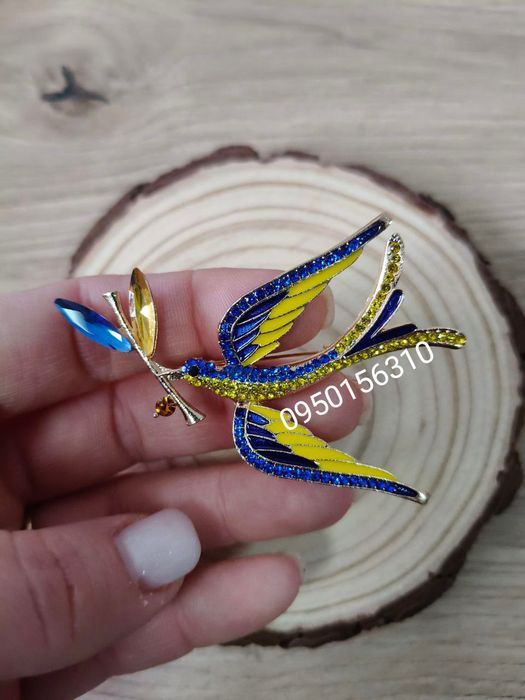 Розкішні брошки колоски/пташки/Брошь птица/брошка патріотична/Подарок