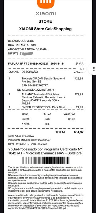 Trotinete Xiaomi 4 segunda geração novinha