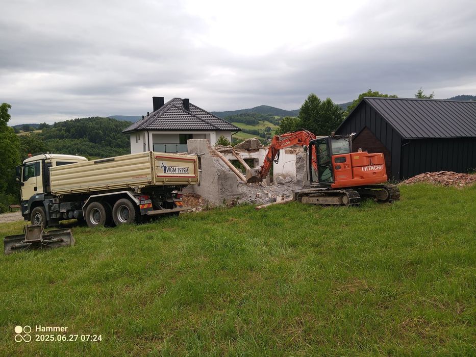 Minikoparka Nowy Sącz- wykopy, niwelacja, roboty ziemne