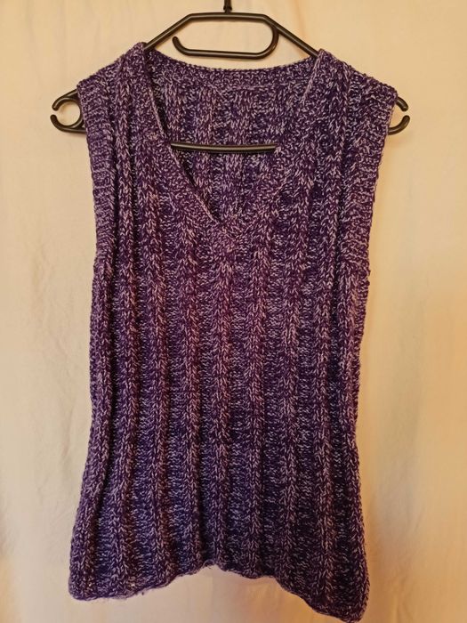 Fioletowa, ręcznie robiona kamizelka roz. uniwersalny M/L