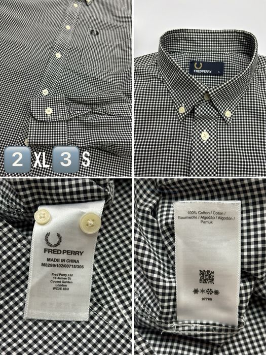Рубашка Fred Perry England Tartan Shirt оригинал size S, M, L, XL