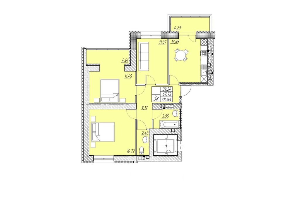 3 кім 900 м від центрального ринку 55 200$ без комісії
