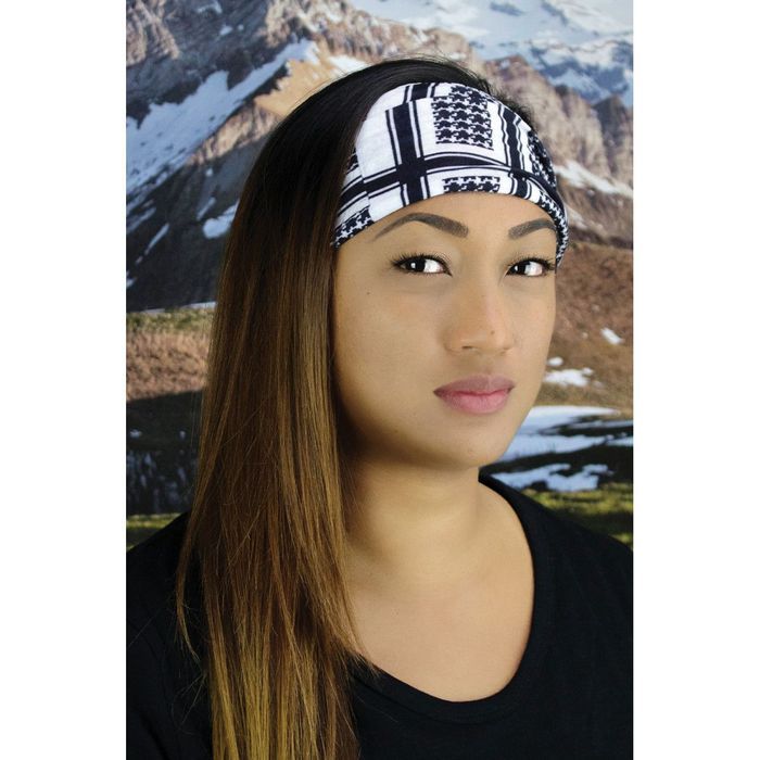 zan headgear motley tube fleece houndstooth black white one size
