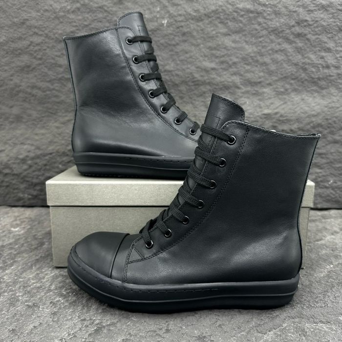 Rick Owens Ramones High Black Leather/size 41,42,43,44/Преміум якість!