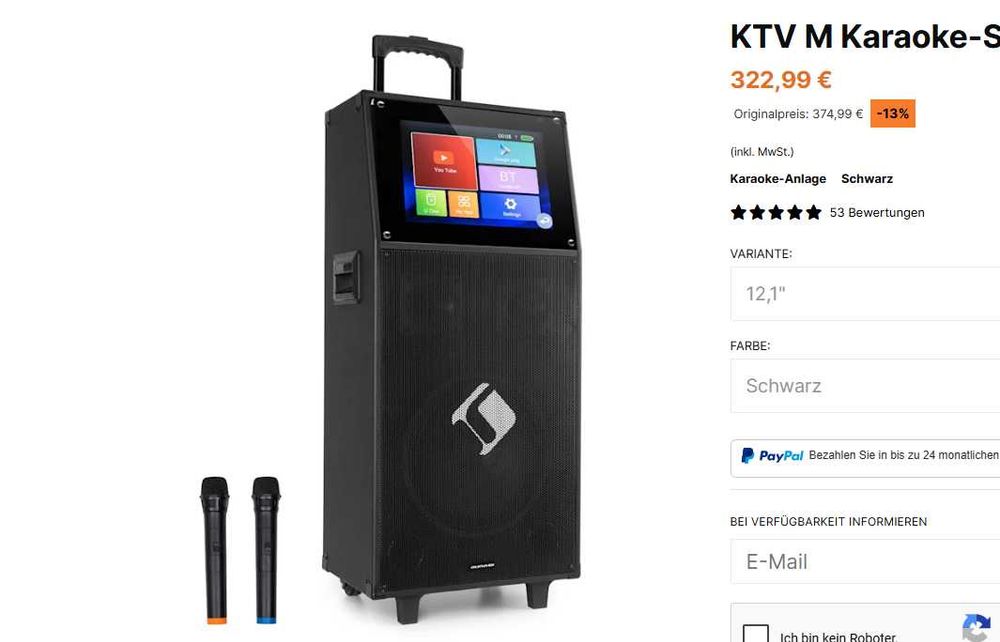 Активная аккумуляторная колонка Auna KTV M.Сенсорный дисплей