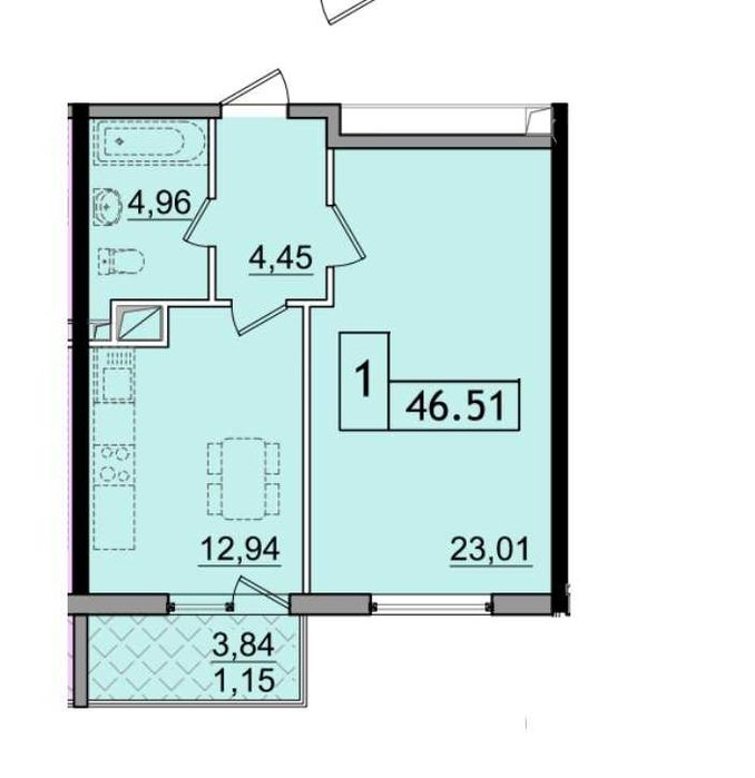 1-комнатная квартира по адресу ул. Проценко (площадь 46,4 м²) - Atlanta.ua - фото 6