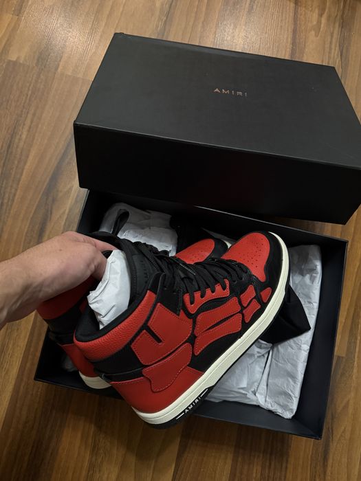 Amiri Skeleton High Top Sneakers Red Black