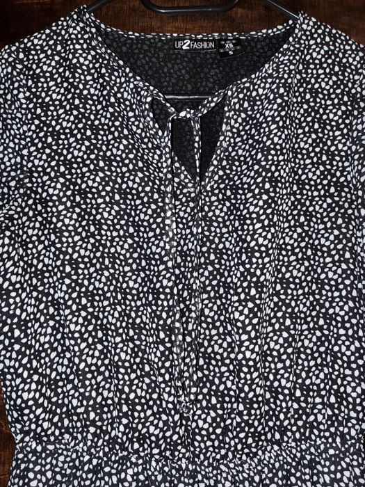 Sukienka maxi czarno biała S 36 vintage retro