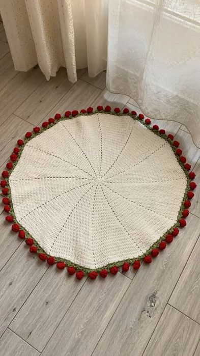Плед  червоний букет роз