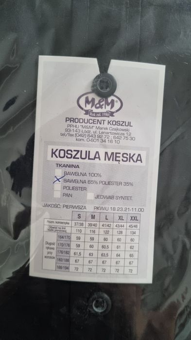 Nowa koszula męska czarna