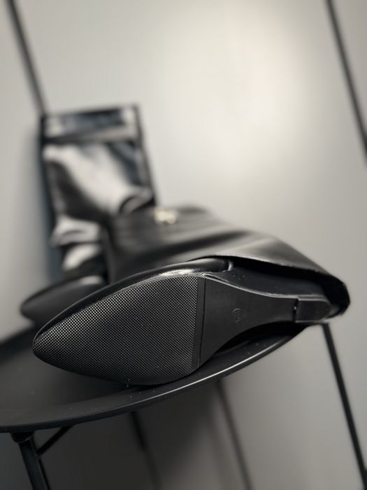 Сапоги козаки чоботи шкіряні на платформі 3 см zara