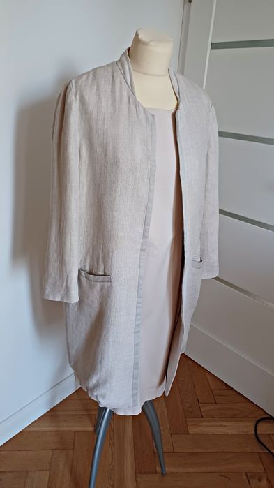 Lekki Płaszczyk Narzutka 100% len Massimo Dutti L