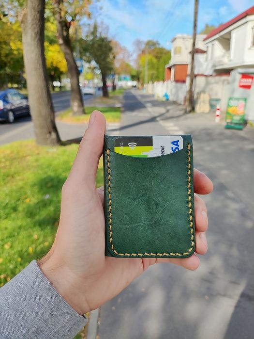 Portfel DEM/1 oliwkowy ręcznie skórzany