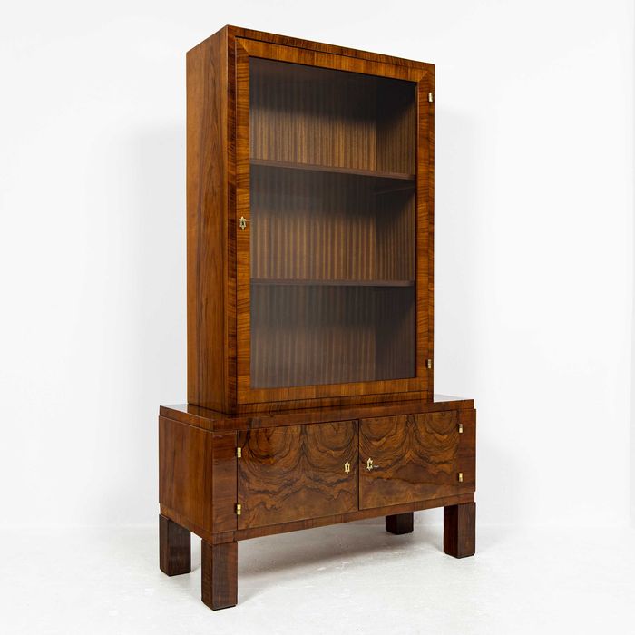 Serwantka Art Deco Lata 30-40 Po Renowacji Witryna Orzech Biblioteka