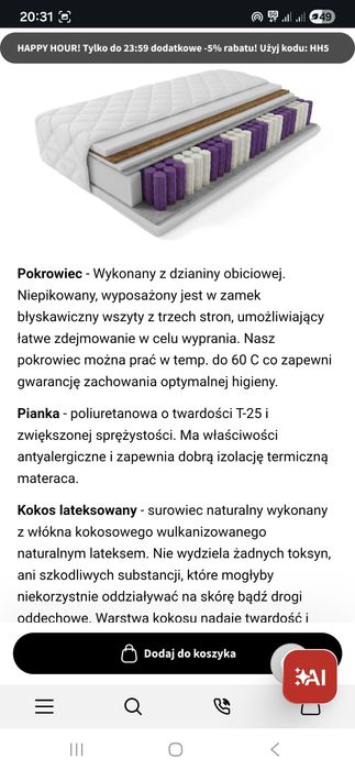 Materac 180x200 używany bardzo ładny stan