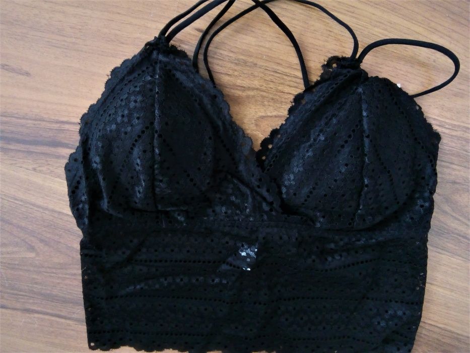 Biustonosz GORSET miękki koronka BRALETKA bratop LongLINE CZARNY