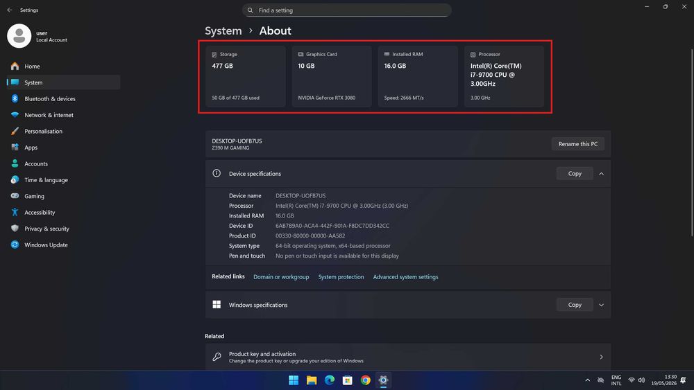 Gaming PC RTX 3080 | i7-9700 | 16GB RAM | SSD | RM850x Gold | Windows 11 Pro