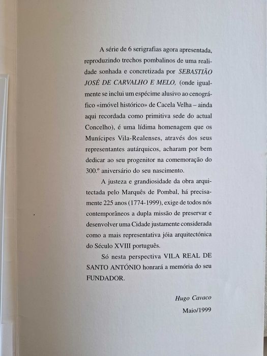 3º Centenário Marquês de Pombal - Serigrafias V.Real Santo António