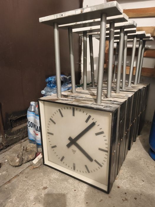 Zegar dworcowy kolejowy Pragotron obustronny, oryginał retro, UNIKAT!