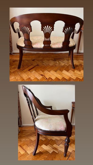 Conjunto de sofá e cadeiras antigas