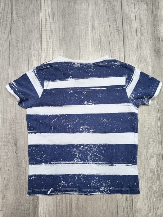 Biało-niebieska bluzka chłopięca na krótki rękaw, t-shirt, Smyk 116