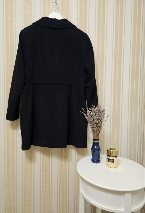 Чорне двобортне шерстяне пальто  M&S  розмір 3xl