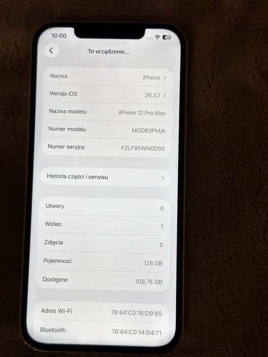 iPhone 12 Pro Max 100% baterii