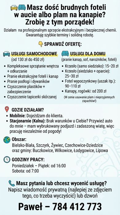 Mobilne Pranie Tapicerki , Kanap i Sprzątanie Wnętrz Samochodów - detailing