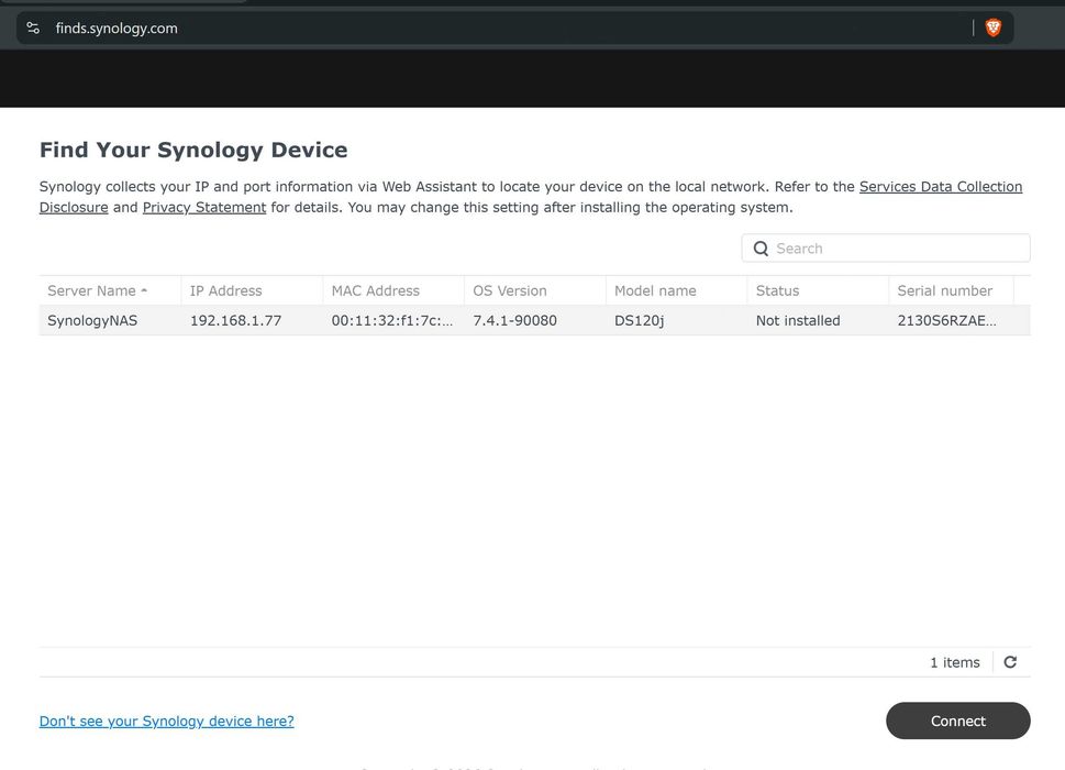 NAS сервер Synology DS120j