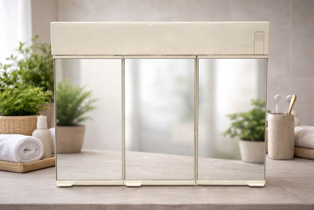 Szafka łazienkowa PRL z lustrem – vintage retro