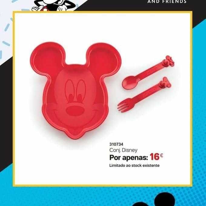 Prato + Talheres Mickey Tupperware
