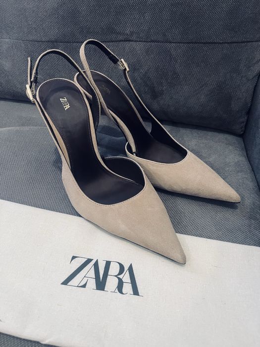 Bezowe szpilki zara rozm 40 bez piety