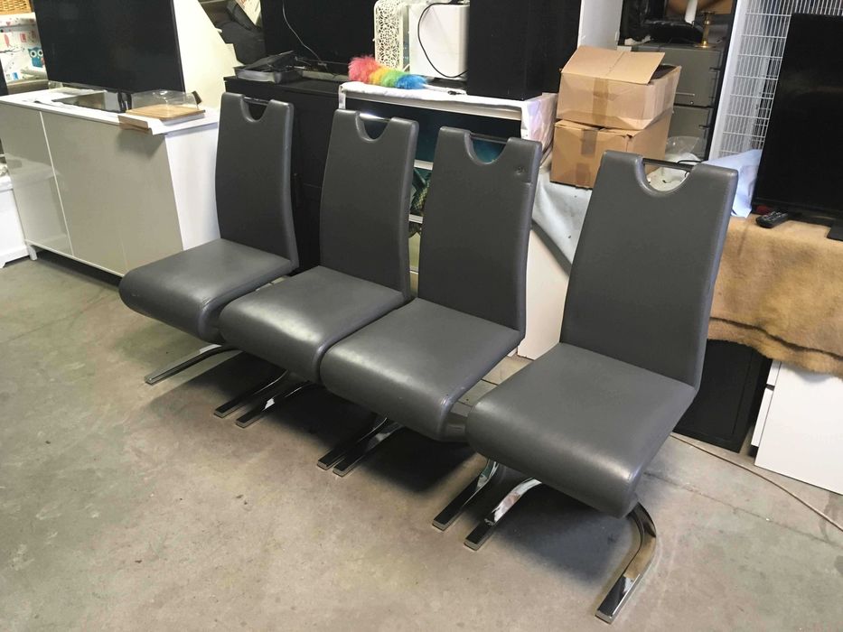 Krzesła nowoczesne ekoskóra szare 4 szt.