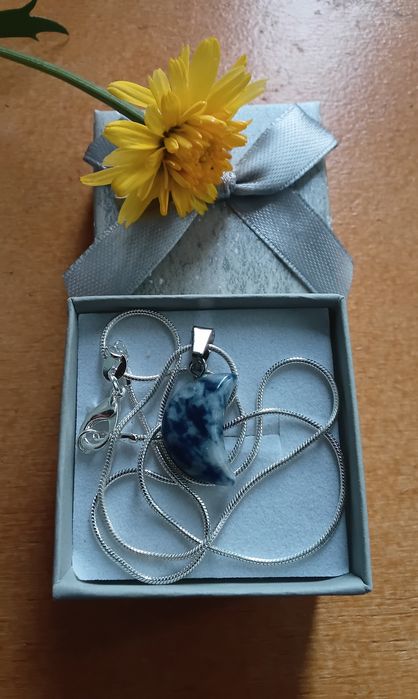 Fio em Prata 925 com Pingente de Sodalita Meia Lua