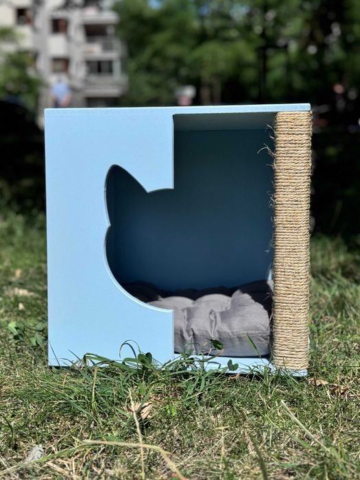 Buda Budka Domek DLA KOTA DRAPAK MiauVilla Blue