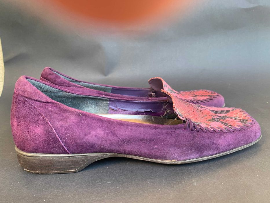 skórzane fioletowe mokasyny, rozm 38,5, Enzo Angiolini