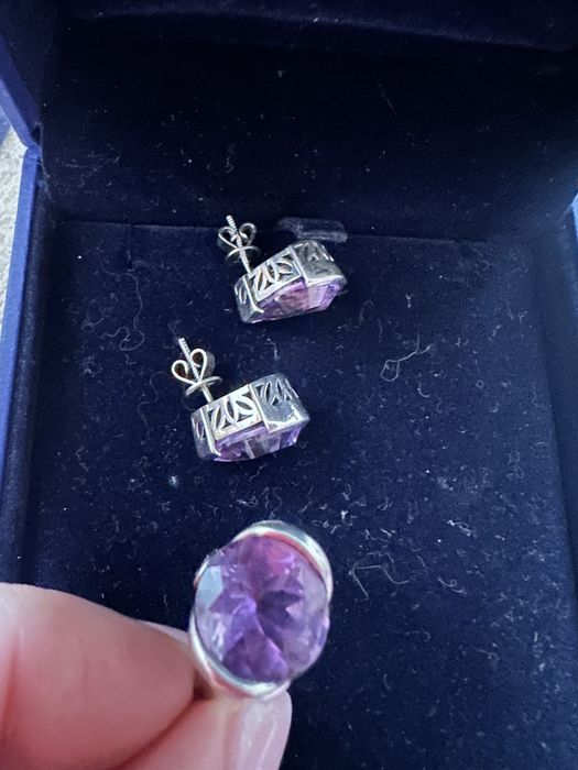 Серебренный комплект с аметистом
