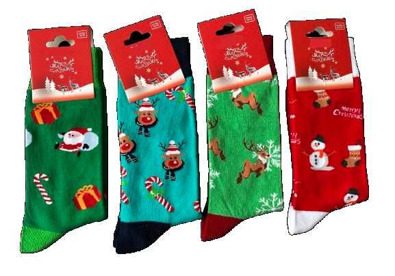 4x Skarpety świąteczne skarpetki mikołaj śmieszne renifer bałwan 38-45