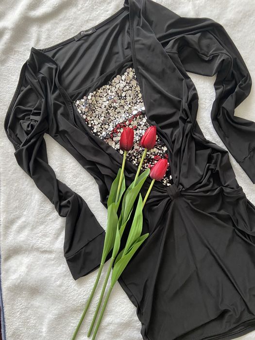 S ukienka wieczorowa cekinowa dopasowana S M glamour elegancka