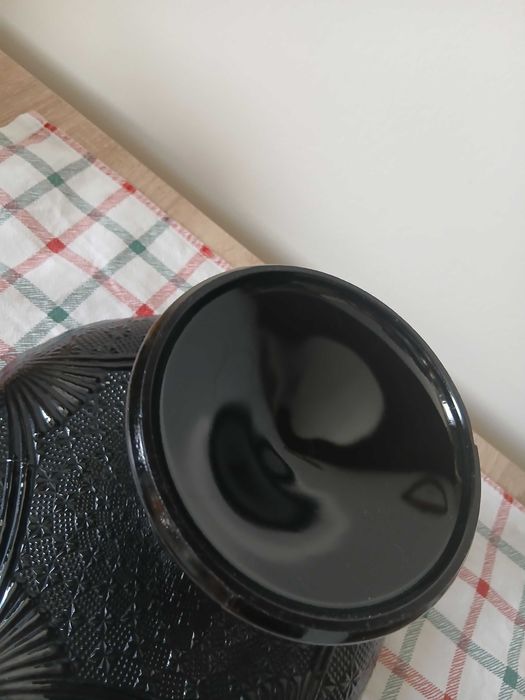 Czarna patera owocarka WACHLARZE HSG Ząbkowice PRL Hialit DESIGN, Vintage